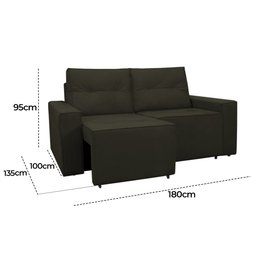 Sofá Retrátil Polo 1,80m Confortavel para Sala Suede Herrero:marrom - 2
