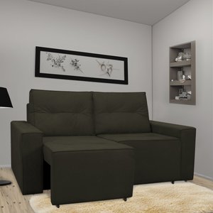 Sofá Retrátil Polo 1,80m Confortavel para Sala Suede Herrero:marrom