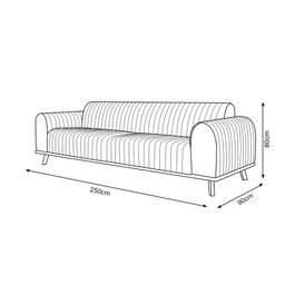 Sofá Living Átila 2,50m 5 Lugares Courissimo Caramelo - 5