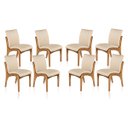 Ver imagem 1 de Kit 8 Cadeiras de Jantar Estofada Lisboa 90 x 52 Cm Madeira Maciça Imbuia Linho Bege M58 - RMI