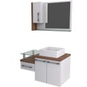 Ver imagem 2 de Gabinete para Banheiro 2 Portas 1 Gaveta com Cuba Q35 e Espelheira Legno 830W Branco/Nogal