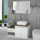 Ver imagem 1 de Gabinete para Banheiro 2 Portas 1 Gaveta com Cuba e Espelheira Legno 830W