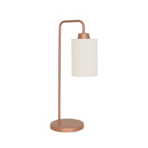 Abajur Luminária Mesa Retrô Cobre com Cúpula Tecido Cru.:cobre
