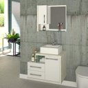 Ver imagem 1 de Gabinete para Banheiro 1 Porta 2 Gavetas com Cuba Q35 e Espelheira Legno 650W Espresso Móveis Branco