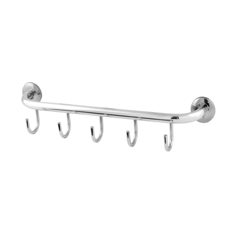Gancho Cabide 05 Ganchos Suporte Roupas Aço Inox Alumínio:prateado