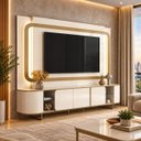 Ver imagem 6 de Home para TV até 75" 100% MDF com LED Atlanta Off White/Dourado Lukaliam