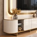 Ver imagem 5 de Home para TV até 75" 100% MDF com LED Atlanta Off White/Dourado Lukaliam