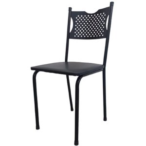 Cadeira para Cozinha Mc Tubular Almofadada Estrutura Preto com Assento Preto Medcombo