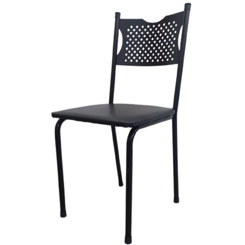 Cadeira para Cozinha Mc Tubular Almofadada Estrutura Preto com Assento Preto Medcombo