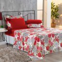 Ver imagem 1 de Jogo de Cama Malha Lençol 100% Algodão Primavera 3 Peças Solteiro - Floral Vermelho