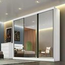Ver imagem 4 de Guarda Roupa Diamond 3 Portas 8 Gavetas 3 Espelhos Cor:branco