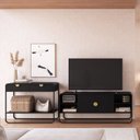Ver imagem 1 de Kit Aparador e Rack Orgânico Pé Metal Luna Preto/Nero
