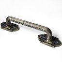 Ver imagem 2 de Puxador Duplo Petrus 350mm Bronze Antigo Porta Pivotante Correr Passagem Madeira Vidro  Rústico
