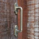 Ver imagem 4 de Puxador Duplo Petrus 350mm Bronze Antigo Porta Pivotante Correr Passagem Madeira Vidro  Rústico