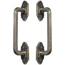 Ver imagem 1 de Puxador Duplo Petrus 350mm Bronze Antigo Porta Pivotante Correr Passagem Madeira Vidro  Rústico