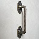 Ver imagem 3 de Puxador Duplo Petrus 350mm Bronze Antigo Porta Pivotante Correr Passagem Madeira Vidro  Rústico