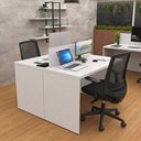Ver imagem 1 de Kit Estação de Trabalho 2 Lugares + 2 Cadeiras de Escritório Ergonômicas Mesa 120x60cm