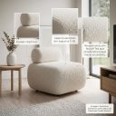 Ver imagem 5 de Sofá Namoradeira e Poltrona Decorativa para Sala Nara Bouclê Ted D03 - D'Rossi