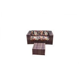 Conjunto de sofá premium 2l + 2 poltronas + puff de centro - fibra sintética e alumínio - 4