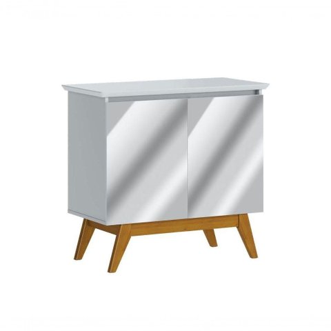 Buffet Classic 2 Portas Branco Acetinado e Espelho - Imcal Móveis