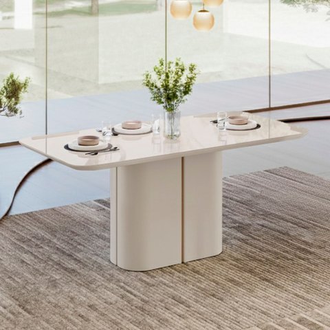 Mesa de Jantar Retangular 160cm 6 Lugares Flex Zuni Off N02 - Mpozenato - Mpozenato