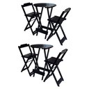 Ver imagem 1 de Kit 2 Jogos de Mesa Bistrô Dobrável em Madeira Maciça com 2 Banquetas Altas - Preto