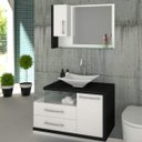 Ver imagem 3 de Espelheira para Banheiro 1 Porta Legno Branco/Preto Onix