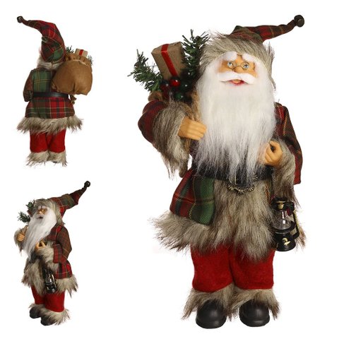 Papai Noel Tradicional Natal em Pé 30cm Vermelho Florarte Flor Arte