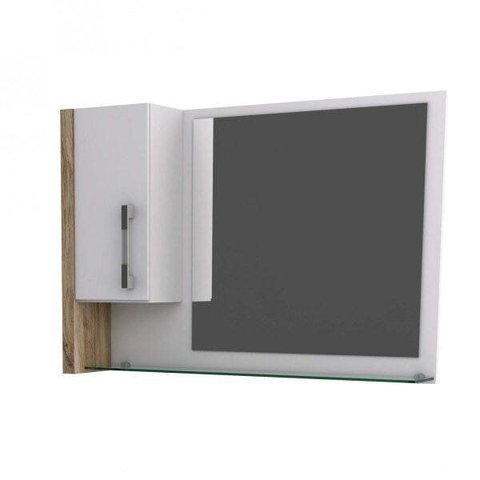 Espelheira para Banheiro 1 Porta Legno Branco/Carvalho