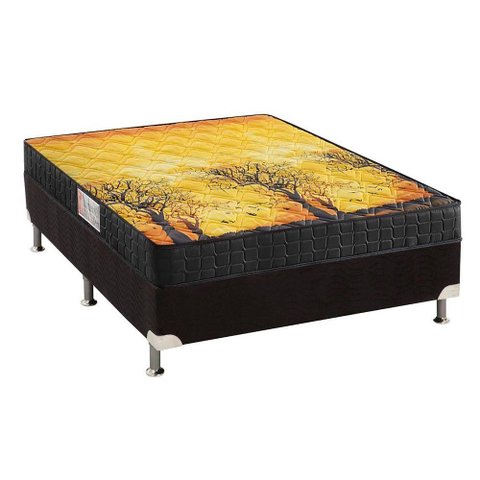 Cama Box Casal Colchão Espuma Anjos D28/EP Anatômico Pantanal + Base CRC Suede Black(138x188)