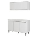 Ver imagem 1 de Balcão de Cozinha Manu com Tampo 120 Cm e Armário Aéreo Andréia Branco Brilho - Ajl