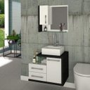 Ver imagem 1 de Gabinete para Banheiro 1 Porta 2 Gavetas com Cuba Q35 e Espelheira Legno 650W Espresso Móveis Branco