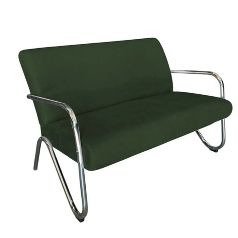 Namoradeira Decorativa Bela Suede Verde Braço Cromado