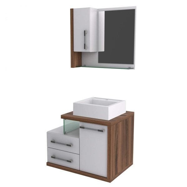 Gabinete para Banheiro 1 Porta 2 Gavetas com Cuba Q35 e Espelheira Legno 650W Espresso Móveis - 2