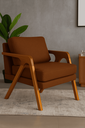 Ver imagem 3 de Kit 2 Poltronas Mona Luxo Madeira Maciça Linho Terracota para Sala de Estar Decorativa Moderna