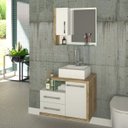 Ver imagem 1 de Gabinete para Banheiro 1 Porta 2 Gavetas com Cuba Q35 e Espelheira Legno 650W Espresso Móveis Branco