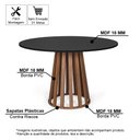 Ver imagem 2 de Mesa de Jantar Redonda 6 Lugares 120cm Tália Preto/noronha - Straub Web