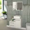Ver imagem 1 de Gabinete para Banheiro 1 Porta 2 Gavetas com Cuba Q35 e Espelheira Legno 650W Espresso Móveis Branco