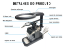 Ver imagem 6 de Kit Ferro de Solda 30w 110v Lupa 3 Gavetas Multimetro Pasta Estanho Sugador