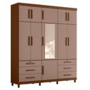 Ver imagem 1 de Guarda Roupa Casal Triton Plus 11 Portas com Espelho Nogueira Capuccino - Móveis Albatroz