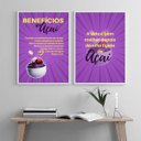 Ver imagem 2 de Kit 2 Quadros Decorativos Benefícios do Açaí 24x18cm:madeira Preta