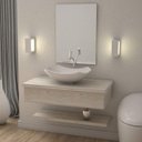 Ver imagem 1 de Conjunto Bancada para Banheiro com Cuba Abaulada L42 e Prateleira Metrópole 805W 