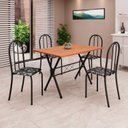 Ver imagem 1 de Conjunto de Mesa Tubular 62 100x60cm Tampo em MDF com 4 Cadeiras Ane B Preto/Floral/Txt