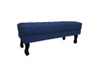 Ver imagem 2 de Recamier Luis Xv Capitonê Retrô 120cm Suede Azul Marinho Pés Madeira Mz Decor