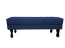 Ver imagem 3 de Recamier Luis Xv Capitonê Retrô 120cm Suede Azul Marinho Pés Madeira Mz Decor