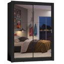 Ver imagem 2 de Guarda-Roupa Solteiro Madesa Dallas 2 Portas de Correr de Espelho 2 Gavetas Preto Cor:Preto