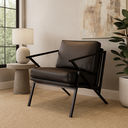 Ver imagem 1 de Poltrona Decorativa Recepção Consultório Sala Estar Escritorio Clinica Quarto Estofada Metal Corino