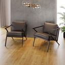 Ver imagem 2 de Poltrona Decorativa Recepção Consultório Sala Estar Escritorio Clinica Quarto Estofada Metal Corino