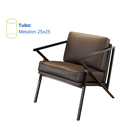 Ver imagem 5 de Poltrona Decorativa Recepção Consultório Sala Estar Escritorio Clinica Quarto Estofada Metal Corino