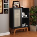 Ver imagem 1 de Balcão Alto Aparador Buffet Rattan Pés em Madeira Preto